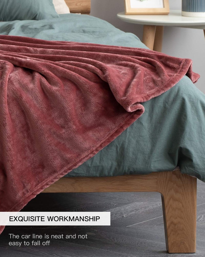 KMUSET Fleece Blanket Twin Size Coral Lightweight Super Soft Cozy Luxury Bed Blanket Microfiber - Image 2